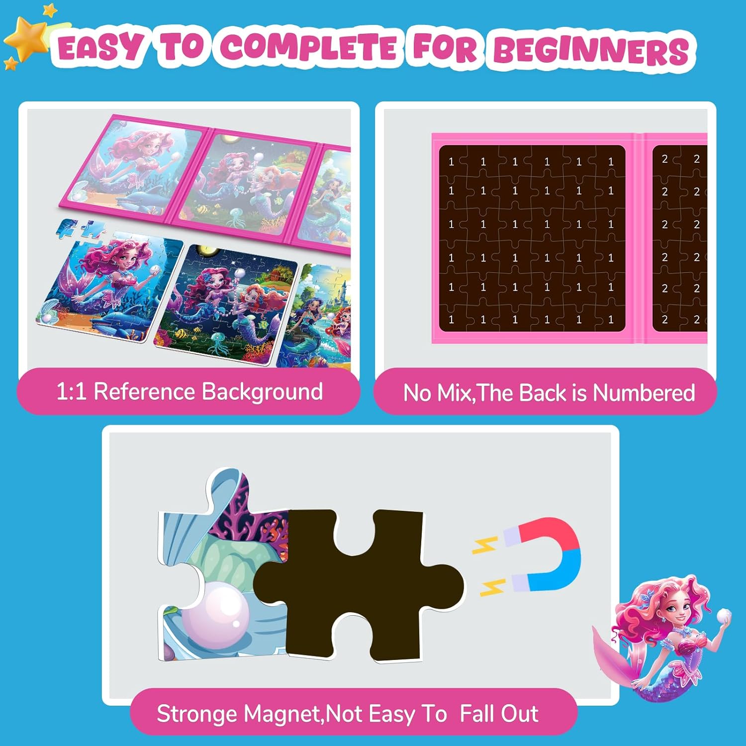 Magnetic Jigsaw Puzzles for Toddlers Kids 3-8 Girls,(3 36-Pieces) Travel Puzzles Toys for Kids Ages