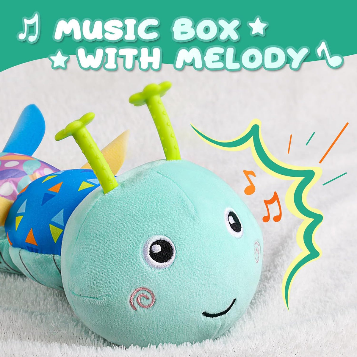 Baby Toys 0 to 12 Months, Musical Stuffed Animal Activity Soft Toy with Multi-Sensory Crinkle