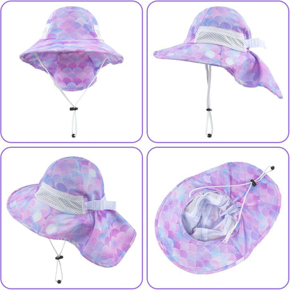 Toddler Baby Sun Hat Kids Summer UPF 50+ for Boys Girls Adjustable Beach Hats with Bucket Wide Brim