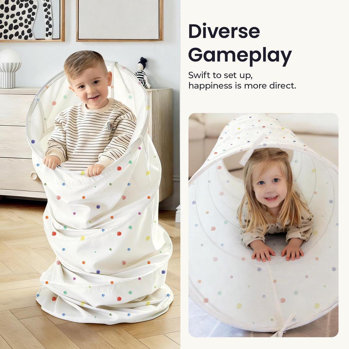 Tiny Land Kids Play Tunnel with Storage Bag for Toddlers and Baby