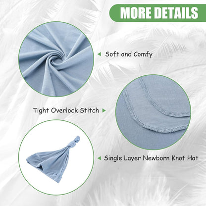 iEvolve Cotton Knitted Baby Swaddle Blanket with Hat Headband Set Newborn Swaddle Wrap Receiving