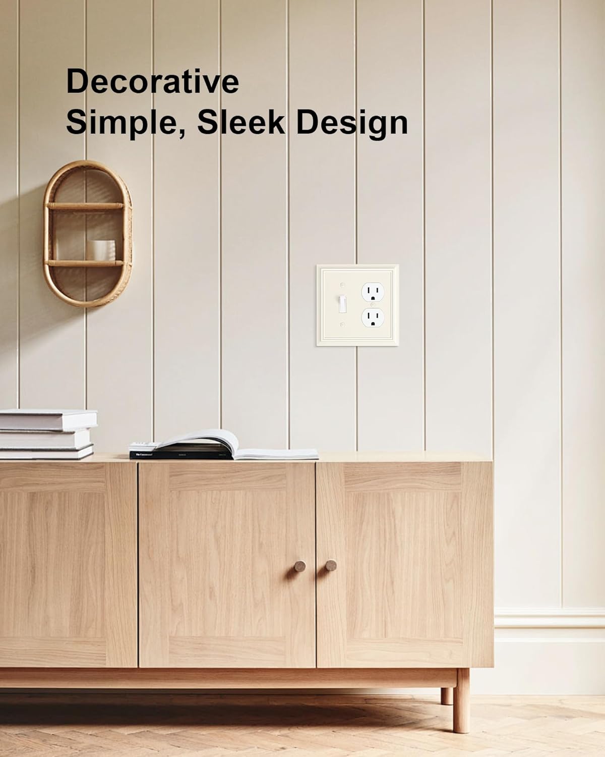 2-Pack Combo Toggle/Duplex Light Switch Cover Plate, Light Almond Outlet Cover Plate, Natural