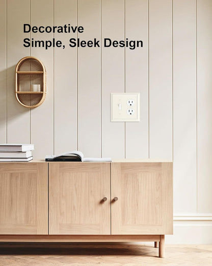 2-Pack Combo Toggle/Duplex Light Switch Cover Plate, Light Almond Outlet Cover Plate, Natural