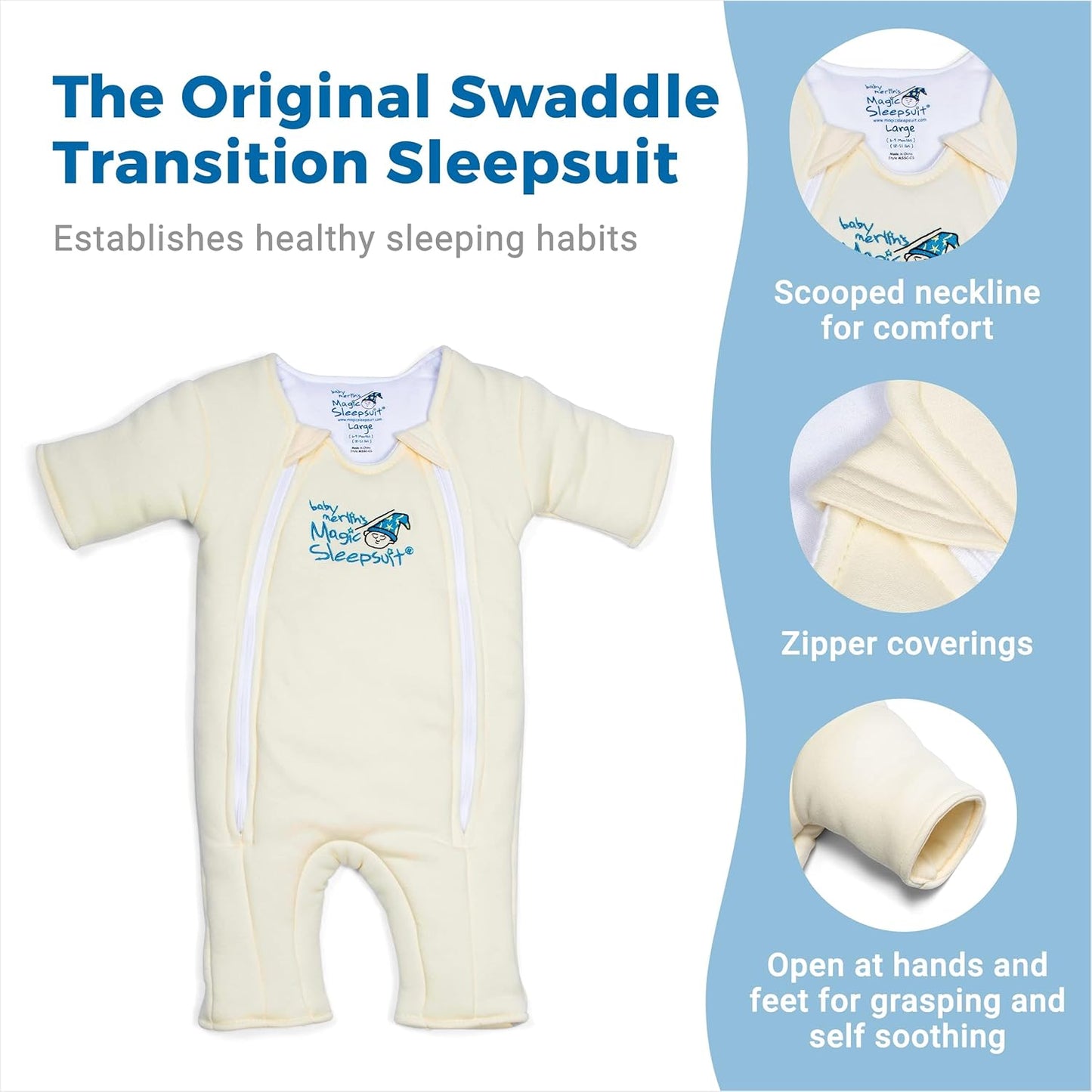 Magic Sleepsuit Baby Merlin's Bamboo/Cotton Baby Swaddle Transition Product - Soft and Cozy Design