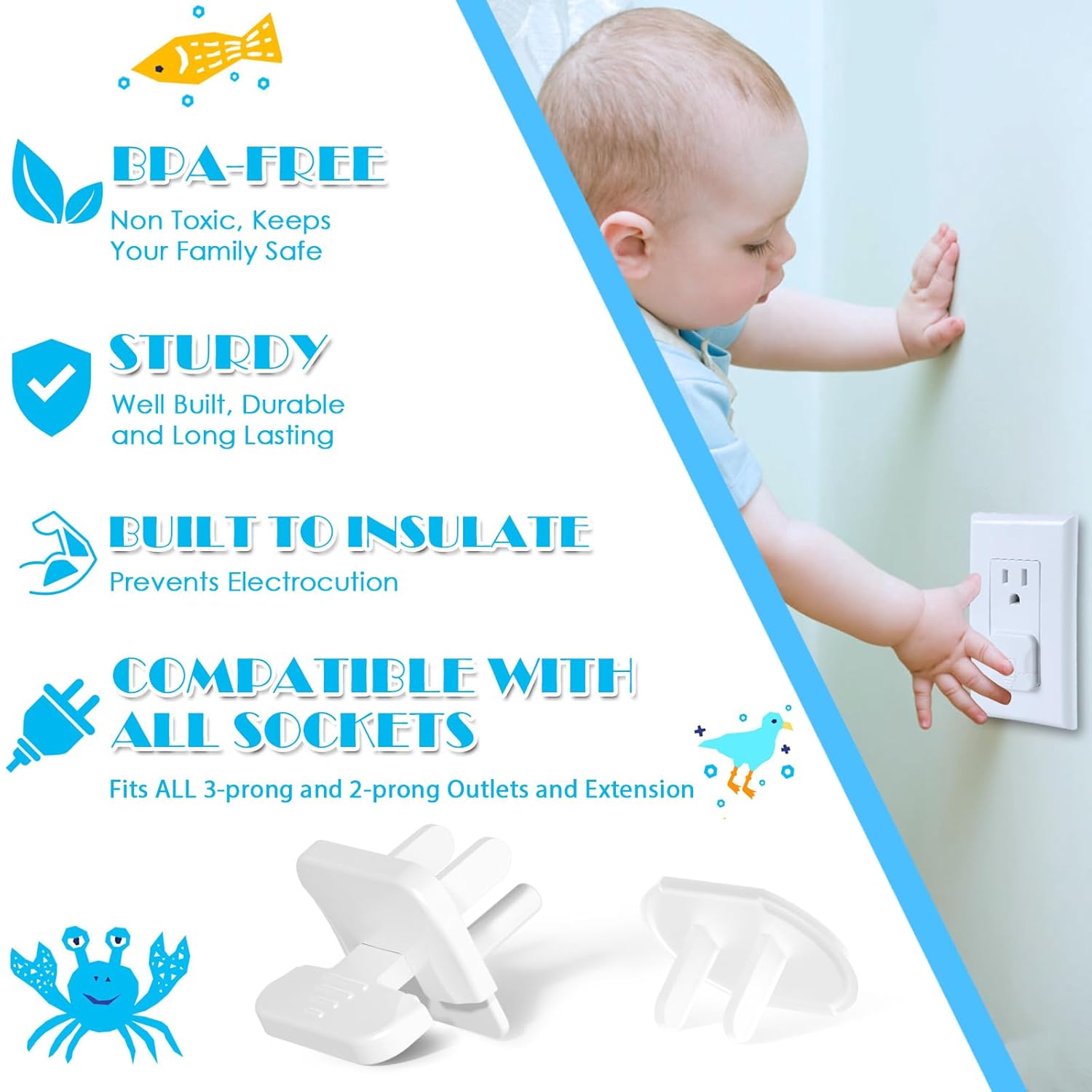 Babepai Outlet Covers Baby Proofing 55-Pack White, Child Proof Electrical Protector Safety Baby