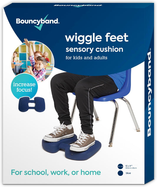 Bouncyband Wiggle Feet, Dark Blue, 1 Pack – Sensory Foot Cushion Quietly Facilitates Movement to
