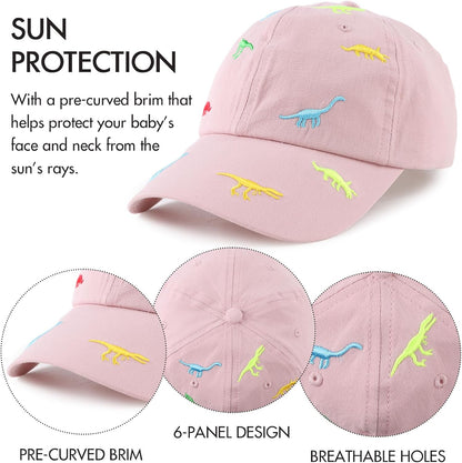 JANGANNSA Dinosaur Boys Girls Caps Embroidery Baby Baseball Caps Cotton Infant Toddler Kids Hat