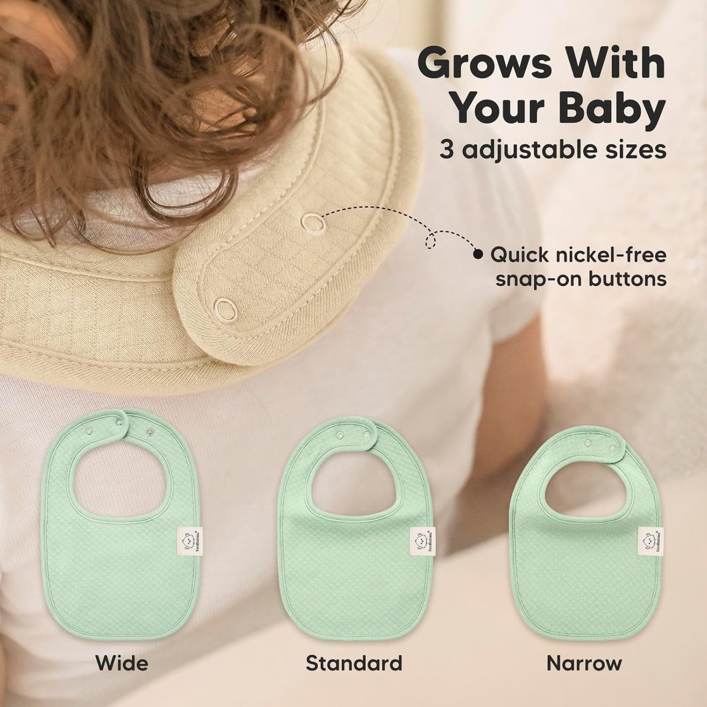 8-Pack Organic Baby Bibs for Girls, Boys - Quilted Cotton Cloth Baby Drool Bibs for Drooling and