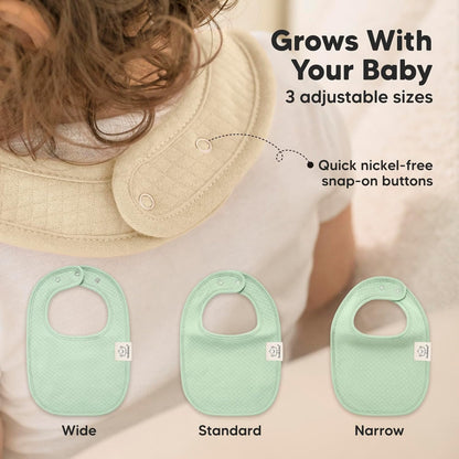 8-Pack Organic Baby Bibs for Girls, Boys - Quilted Cotton Cloth Baby Drool Bibs for Drooling and