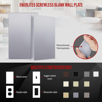 ENERLITES Screwless Blank Wall Plate, Child Safe Blank Device Outlet Cover, Standard Size, 1-Gang