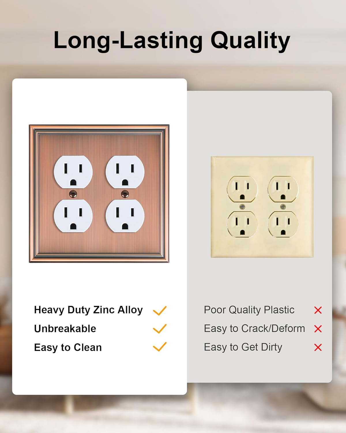 2-Pack Double Duplex Outlet Cover, Antique Copper Switch Plates and Outlet Covers for Electrical