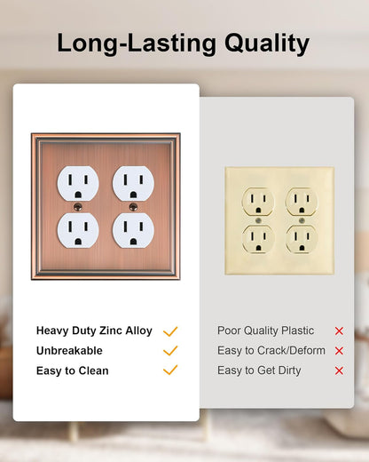 2-Pack Double Duplex Outlet Cover, Antique Copper Switch Plates and Outlet Covers for Electrical