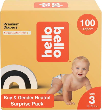 Hello Bello Premium Diapers, Size 3 (14-24 lbs) Surprise Pack for Boys - 100 Count (Pack of 1)