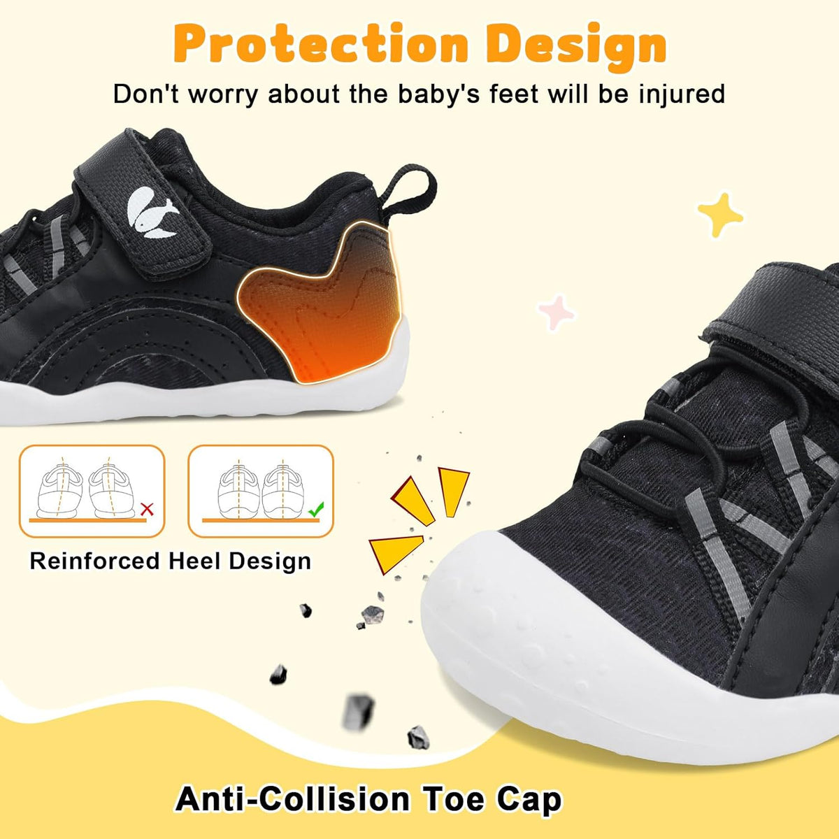FEETCITY Wide Baby Shoes Boys Girls Baby Barefoot Shoes Breathable Infant Walking Shoe Crib Sock