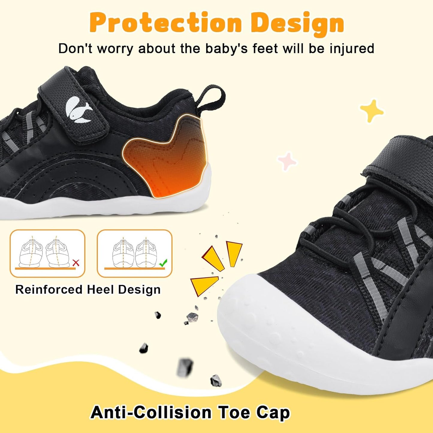 FEETCITY Wide Baby Shoes Boys Girls Baby Barefoot Shoes Breathable Infant Walking Shoe Crib Sock