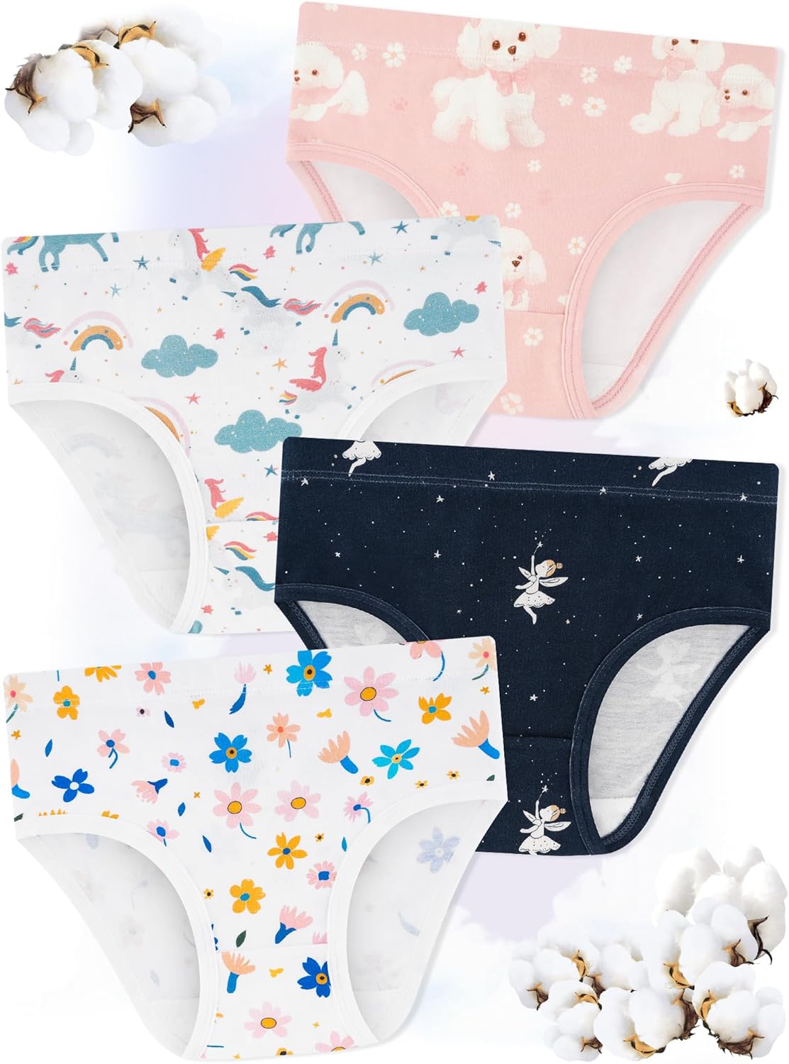 Girls' Underwear,Soft Cotton Tagless Panties for Toddlers' & Little Kids' Comfort,Breathable