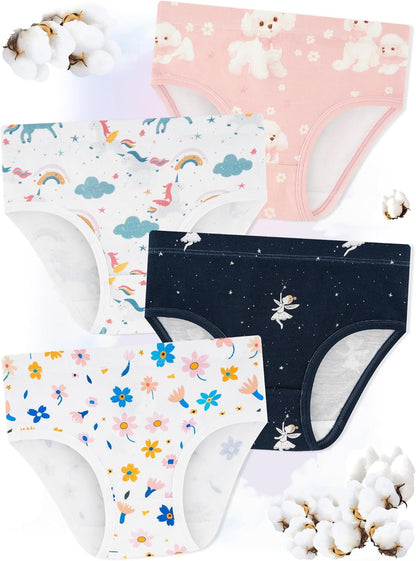 Girls' Underwear,Soft Cotton Tagless Panties for Toddlers' & Little Kids' Comfort,Breathable