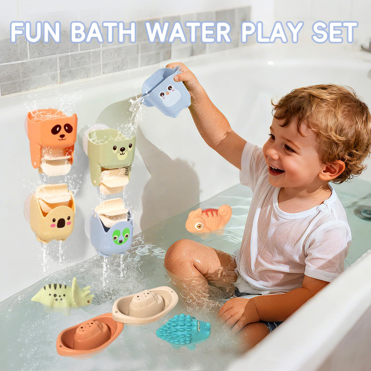 Baby Bath Toys for Kids Ages 1-3, 14 Pack Mold Free Bath Toys Toddlers 2-4 Bathtub Toys with