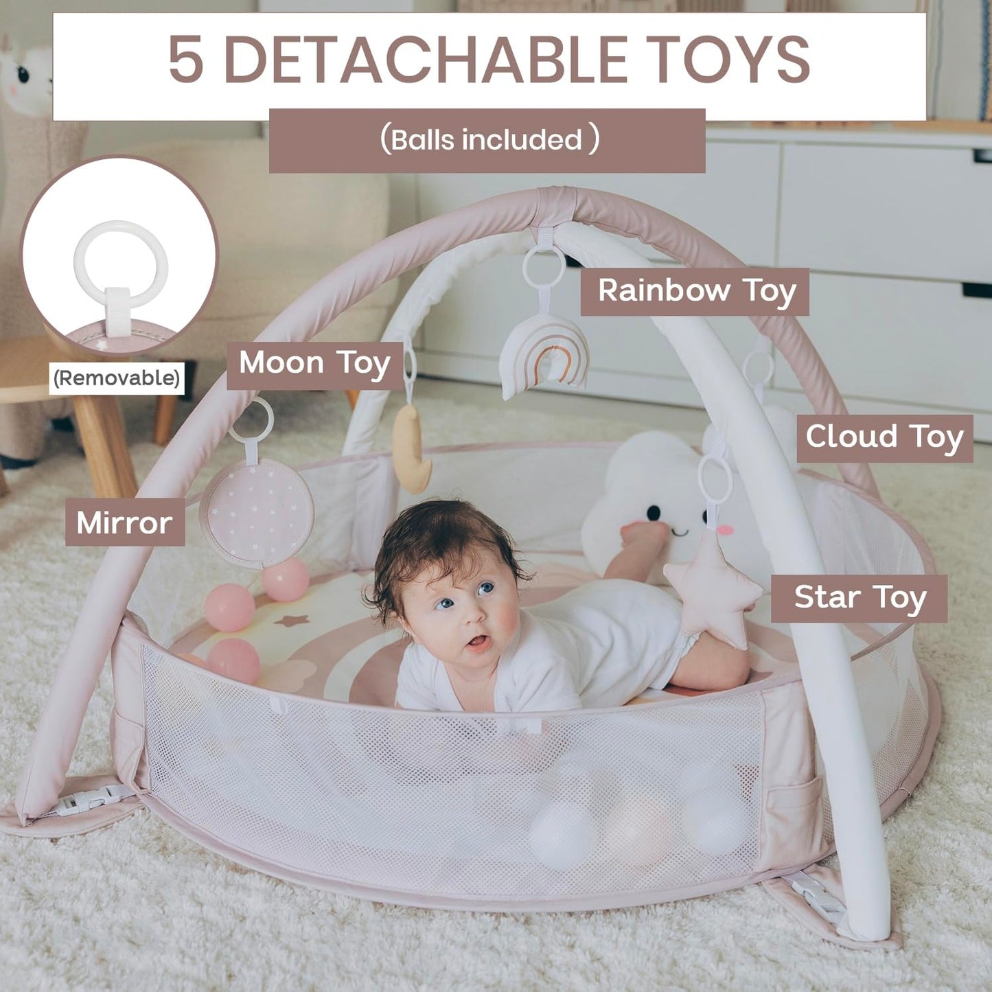 6-in-1 XL Play Mat & Play Gym, Baby Gym, Baby Activity Gym, Sensory Exploration and Motor Skill