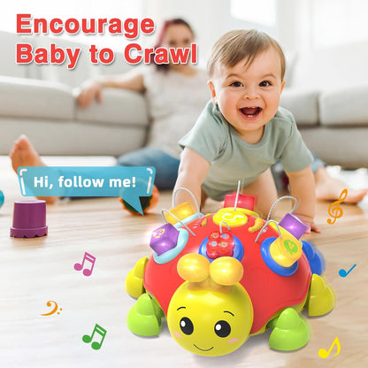 Baby Crawling Toys 6-12 Months,Musical Ladybug Crawling Toy for Infants 0-3-6 7 8 9 10 12-18