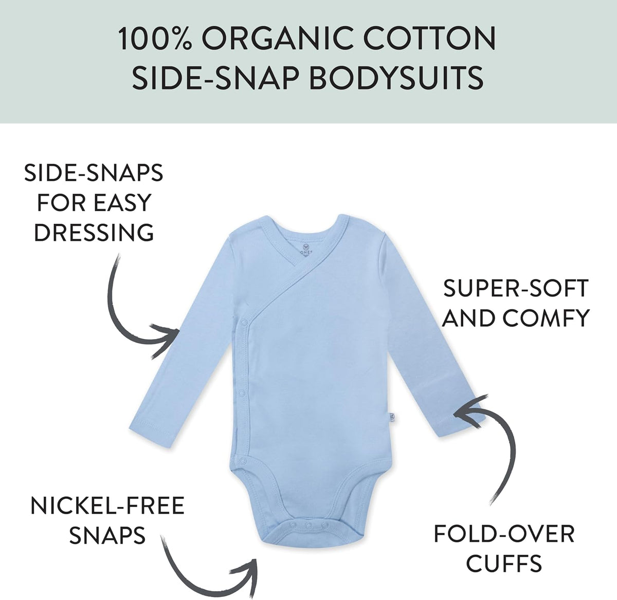 HonestBaby unisex-baby 3-pack Long Sleeve Side-snap Kimono Bodysuits Organic Cotton for Infant Baby