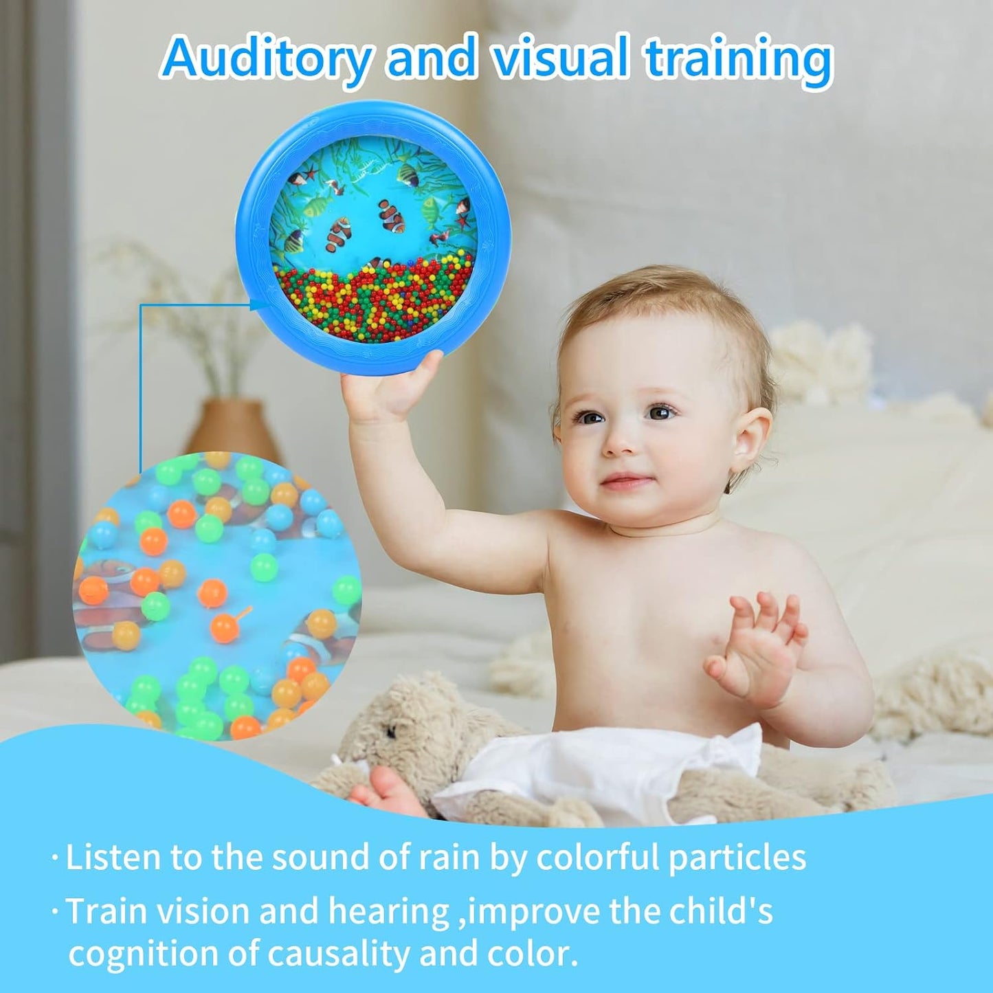 Musfunny Ocean Drum Wave Bead Drum Gentle Sea Sound Music Gift Musical Educational Sea Sound Drum