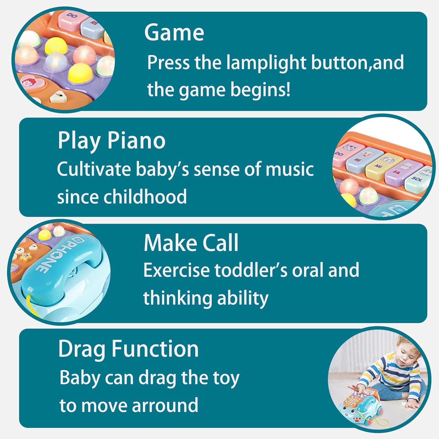 Baby Phone Toy,Baby Toy Phone Cartoon Baby Piano Music Light Toy Children Pretend PhoneToy Gift