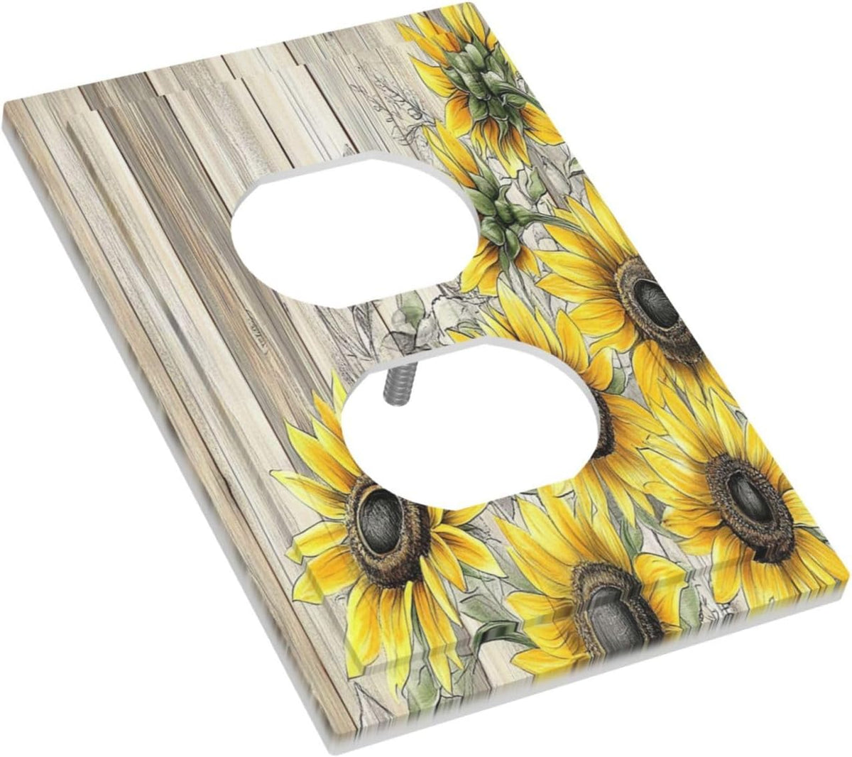 Outlet Covers Floral Sunflower Rustic Flower Vintage Wood 1 Gang Duplex Light Switch Cover