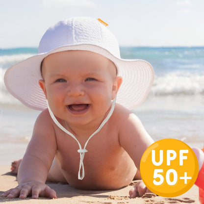 HONGTEYA Baby Sun Hat Toddler Girl Beach Hat Adjustable Outdoor Summer Hat UPF 50+ Sun Protection