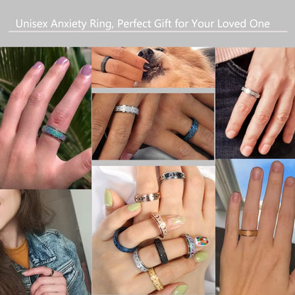 Anxiety Ring for Women Men, Titanium Stainless Steel Spinner Ring, 5 Colors, 6MM, Size 6-10, 3