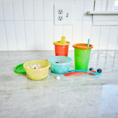 The First Years Take & Toss Spill Proof Sippy Cups - Rainbow Party Pack - Reusable Toddler Cups