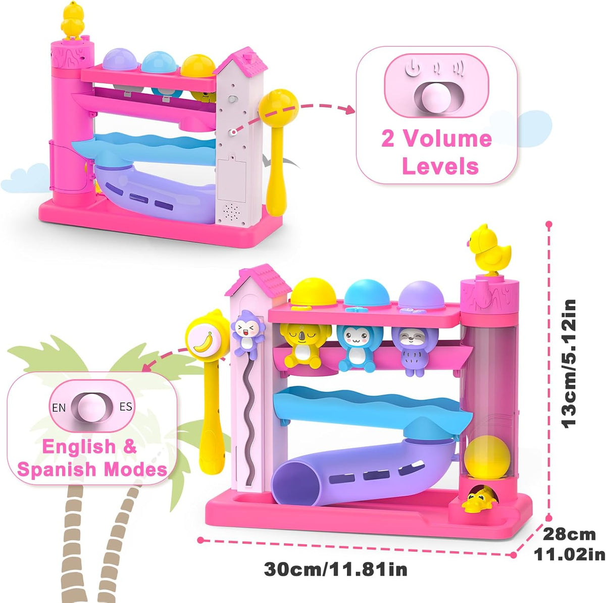 Toddler Musical Toys for 1+ Years Old Girls,Fine Motor Skills Developmental Baby Toy 12-18-24+