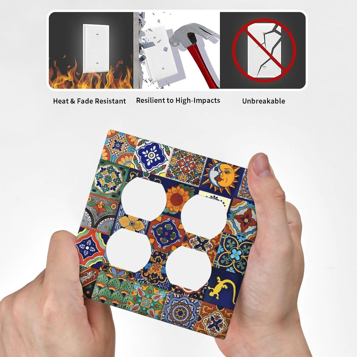 Talavera Mexican Tiles Traditional Color Decoration Print Outlet Covers 2 Gang Double Duplex