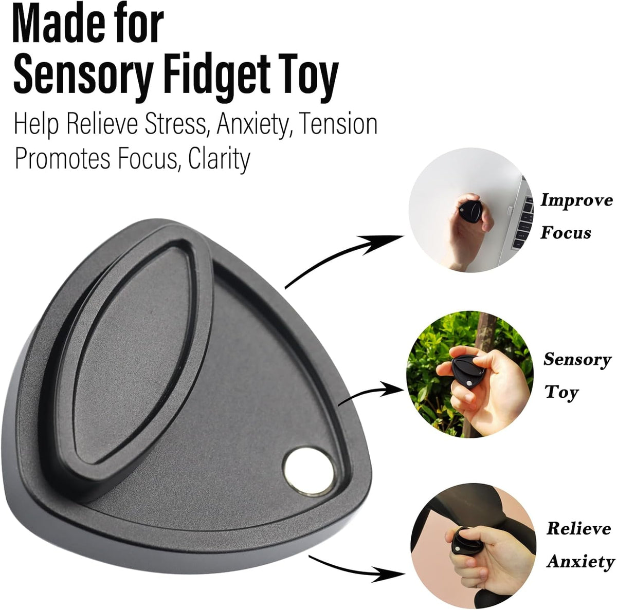 FREELOVE Pivot Magnetic Fidget Slider, Metal Worry Coin Haptic Clicker for Adults, Triangle