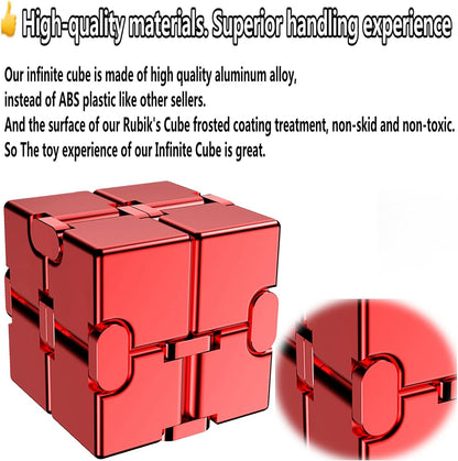 Fidget Blocks Toys Infinity Cube Anxiety Stress Relief Toy for Adults Gifts Aluminum Alloy Material