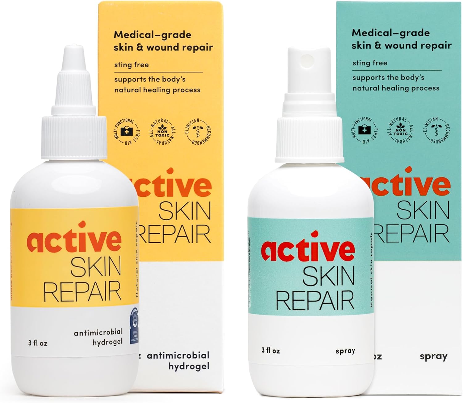Active Skin Repair - First Aid Natural & Non-Toxic Healing Ointment & Antiseptic Spray for Minor
