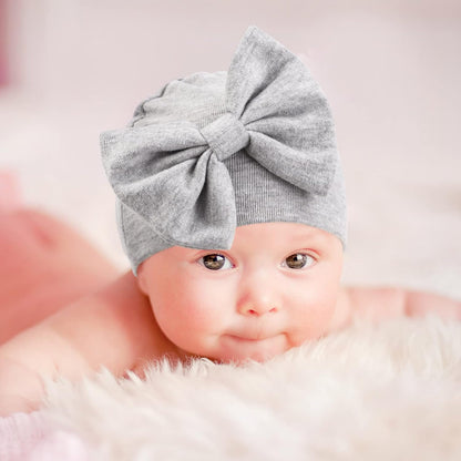 BQUBO Newborn Baby Hats Mittens Set Hospital Hat Beanie Infant Bow Hats Baby Gloves No Scratch