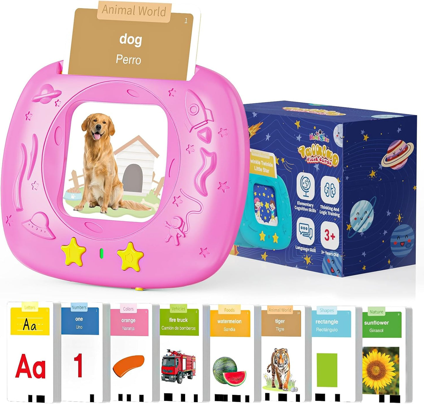 Toddlers Bilingual Spanish & English Talking Flash Cards with 288 Sight Words, Speech Therapy Toys