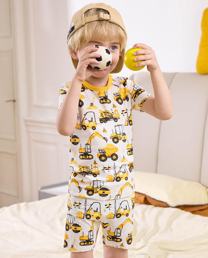 Bamboo Viscose Toddler Animal Pajamas Boys Girls Kids Cool Short Summer 12M-8Y Snug fit Pjs Set 2pcs