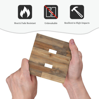 Decorative Switch Plates Retro Rustic Brown Wood Grain 2 Gang Double Toggle Outlet Light Switch