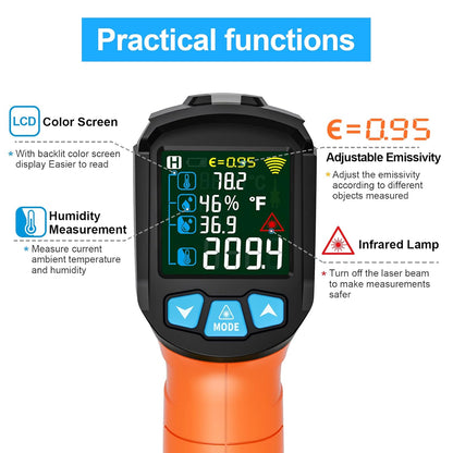 MESTEK Infrared Thermometer Gun, Non Contact Digital Laser Thermometer Temperature Gun with Color