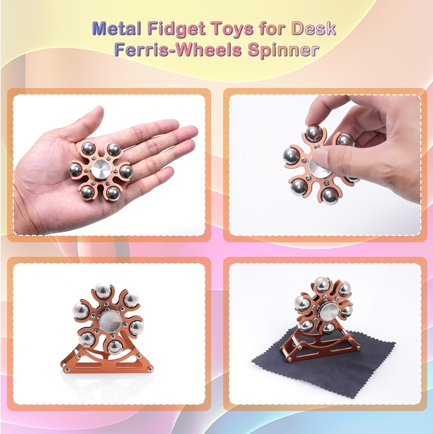 Desk-Fidget-Toys for Ferris-Wheels-Spinner: Metal Kinetic-Spinner 4mins, Cool-Gadgets for Kid