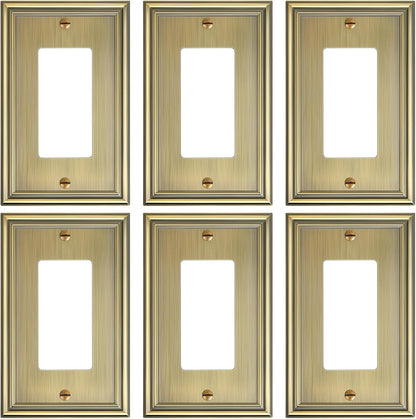 6-Pack Decorator Outlet Cover Plate, Antique Brass Decorative Switch Plates and Outlet Covers