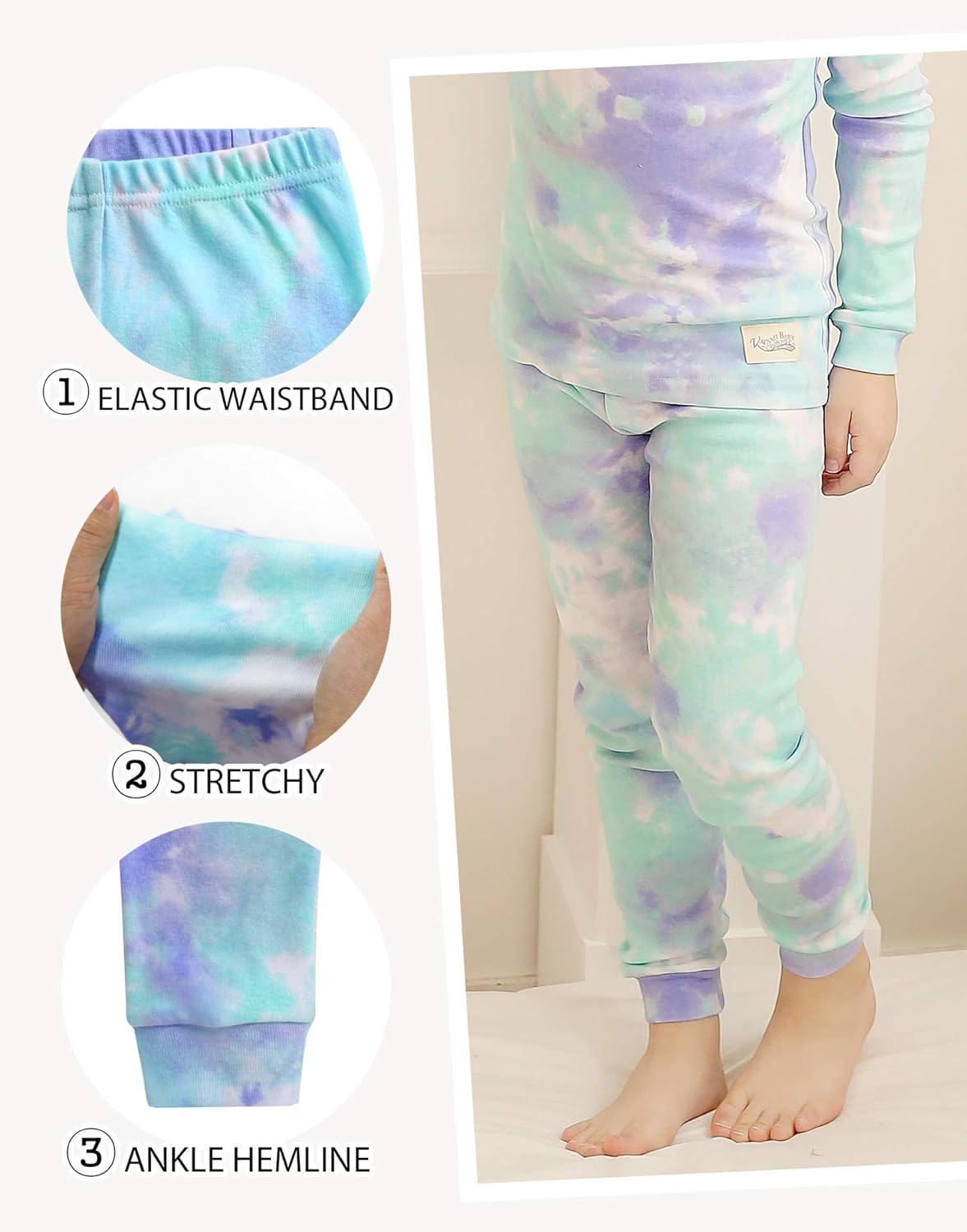 VAENAIT BABY 12M-12Y Toddler Kids Boys Girls 100% Cotton Marbling Tiedye Sung Fit Sleepwear Pajamas