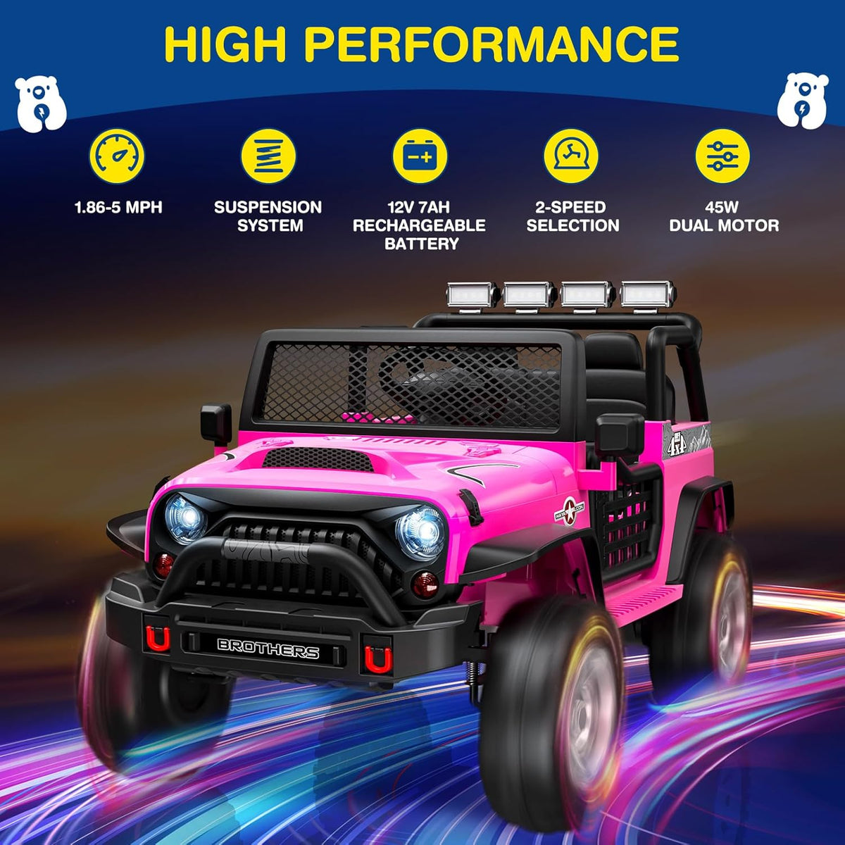 L8 2 Seater Ride On Car, 12V Kids Electric Car w/Remote Control, 4-Wheel Suspension, Bluetooth
