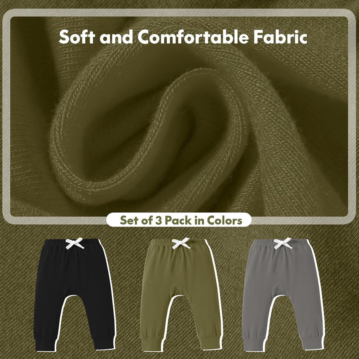 DREAM BUS Pack of 3 Toddler Jogger Pants with Pocket Toddler Boy Sweatpants Baby Boy Pants Infant