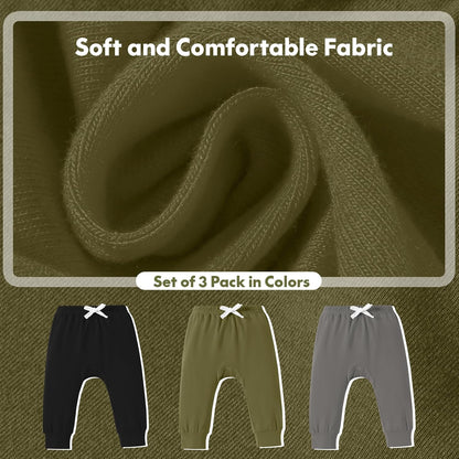 DREAM BUS Pack of 3 Toddler Jogger Pants with Pocket Toddler Boy Sweatpants Baby Boy Pants Infant