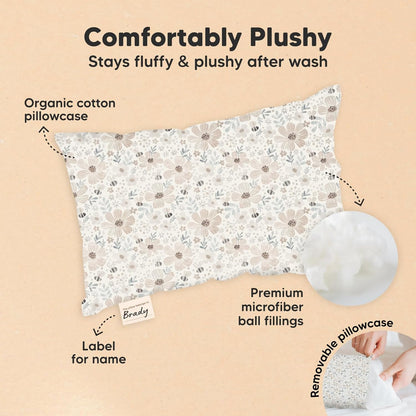 Mini Toddler Pillow with Pillowcase - 9x13 My Little Dreamy Travel Kids Pillow for Sleeping