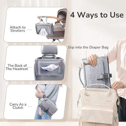 Portable Diaper Changing Pad for Baby, Detachable Travel Changing Pad with Baby Wipes Pocket, Gifts