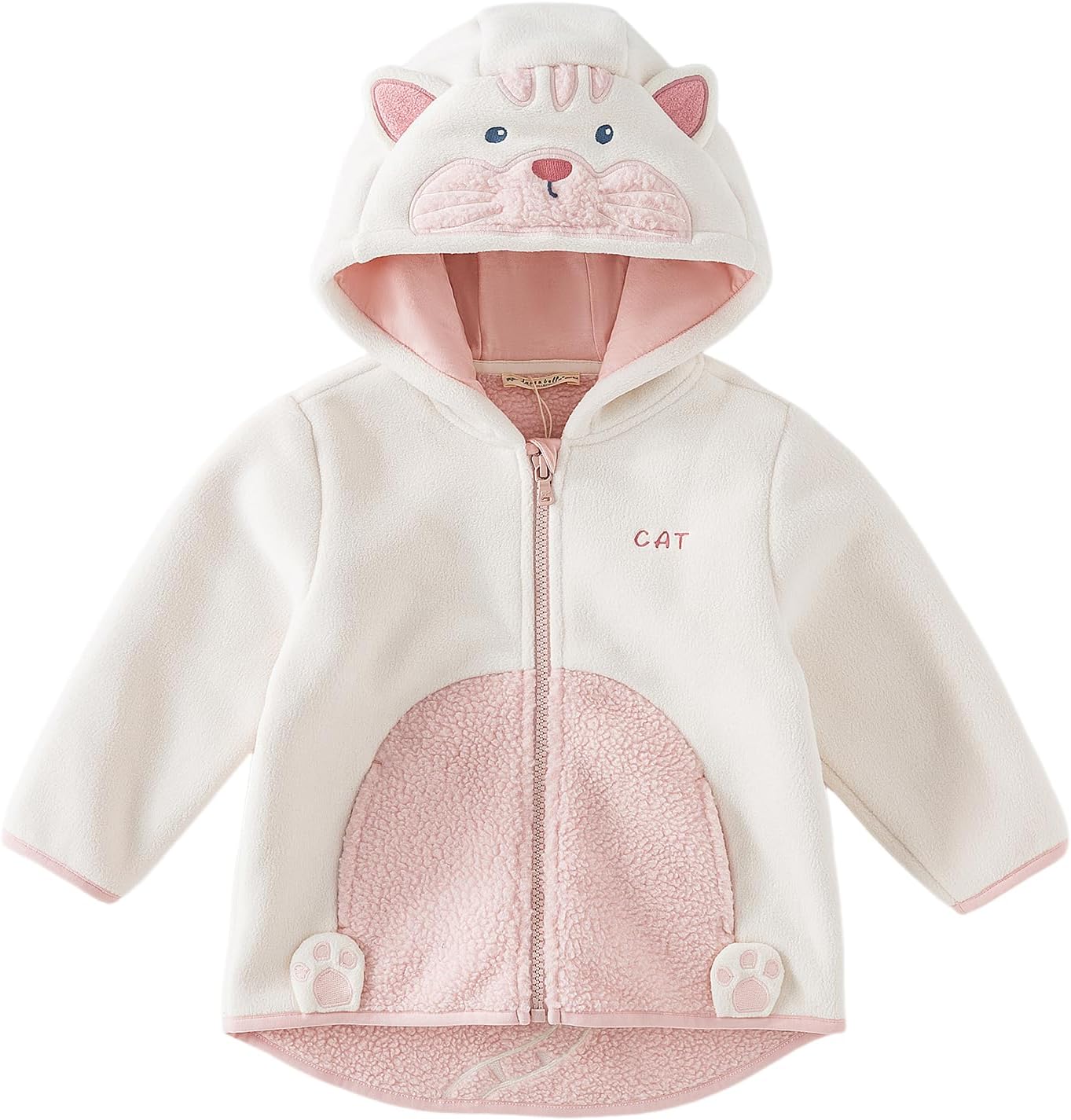 DAVE&BELLA Toddler Fleece Jacket, Baby Boys Girls Animal-shaped Hooded Zipper Long Sleeve Warm